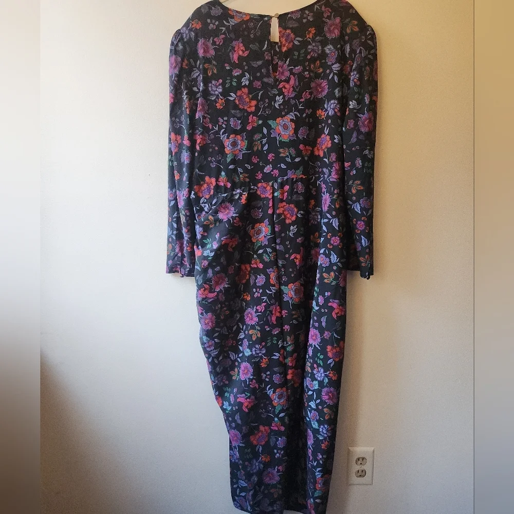 NWT Veronica Beard Selena Floral Sheath Maxi Ruched Silk Dress, size 20 - Picture 10 of 15